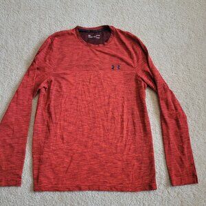 Under Armour UA Threadborne Long Sleeve HeatGear Red Large Athletic
